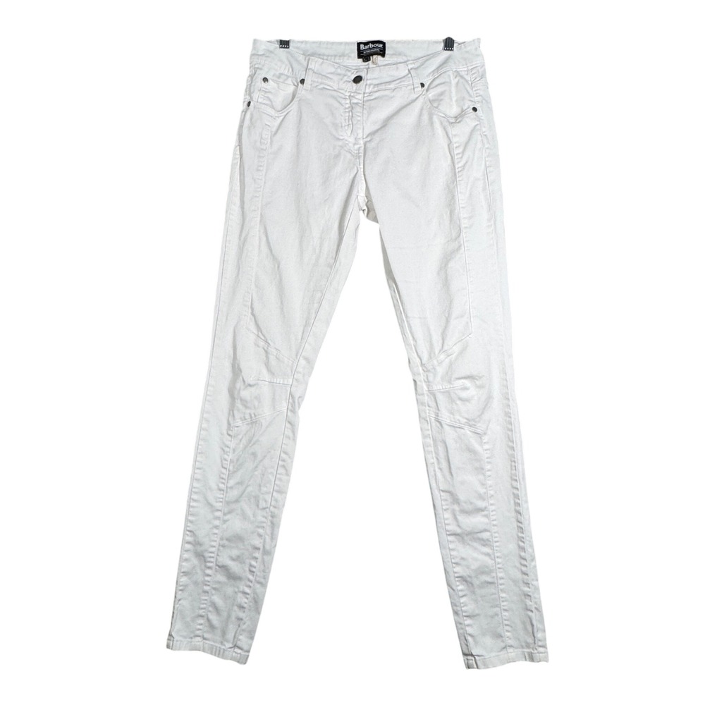 Barbour International White Vision Jeans Skinny Fit Motorcycle Style Size 12‎